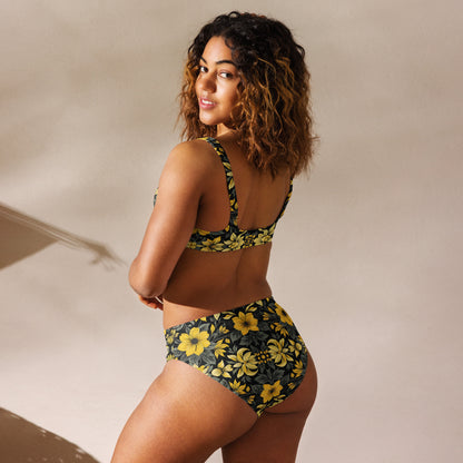 Black and Yellow Floral 2PC Swimsuit