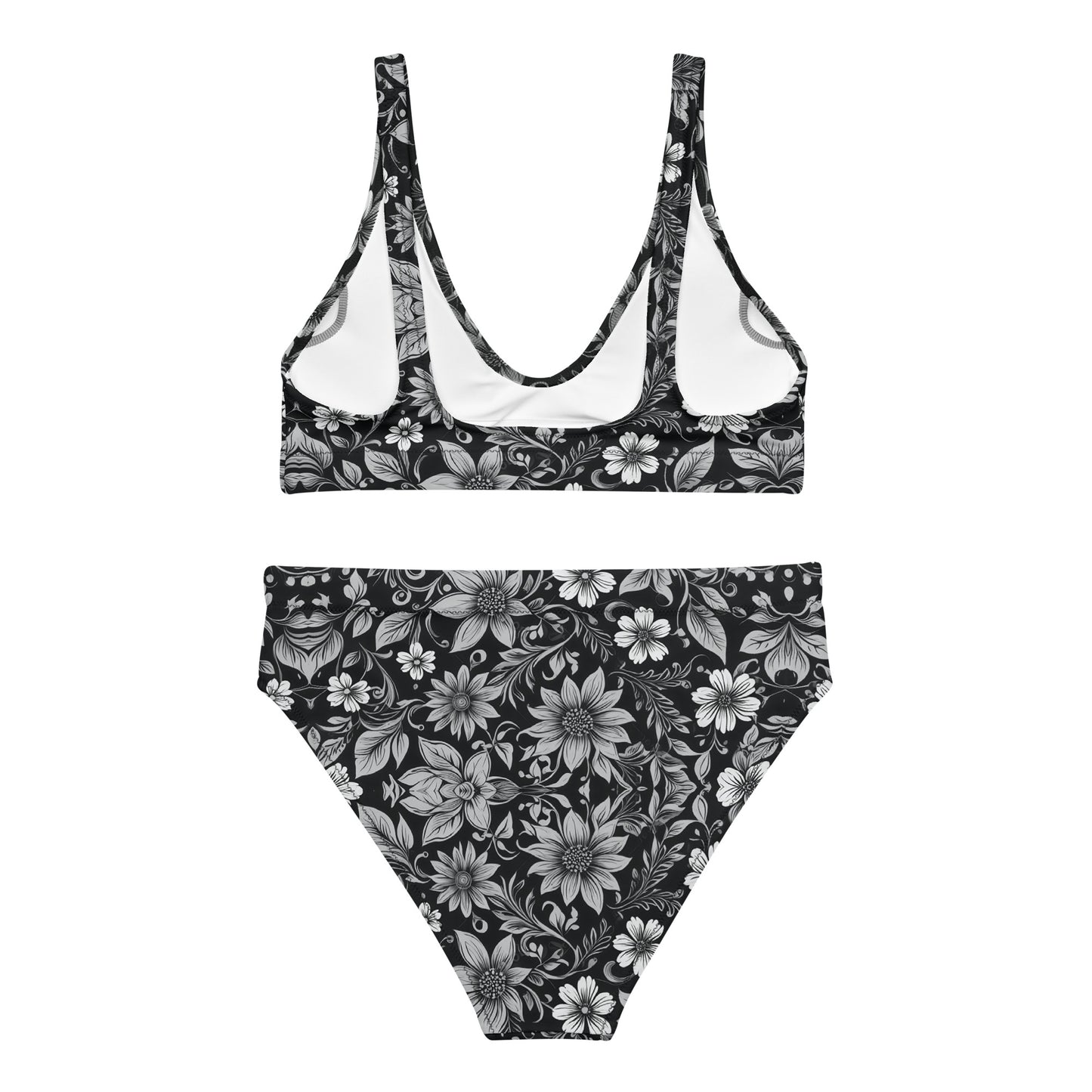 Black and White Floral 2PC Swimsuit