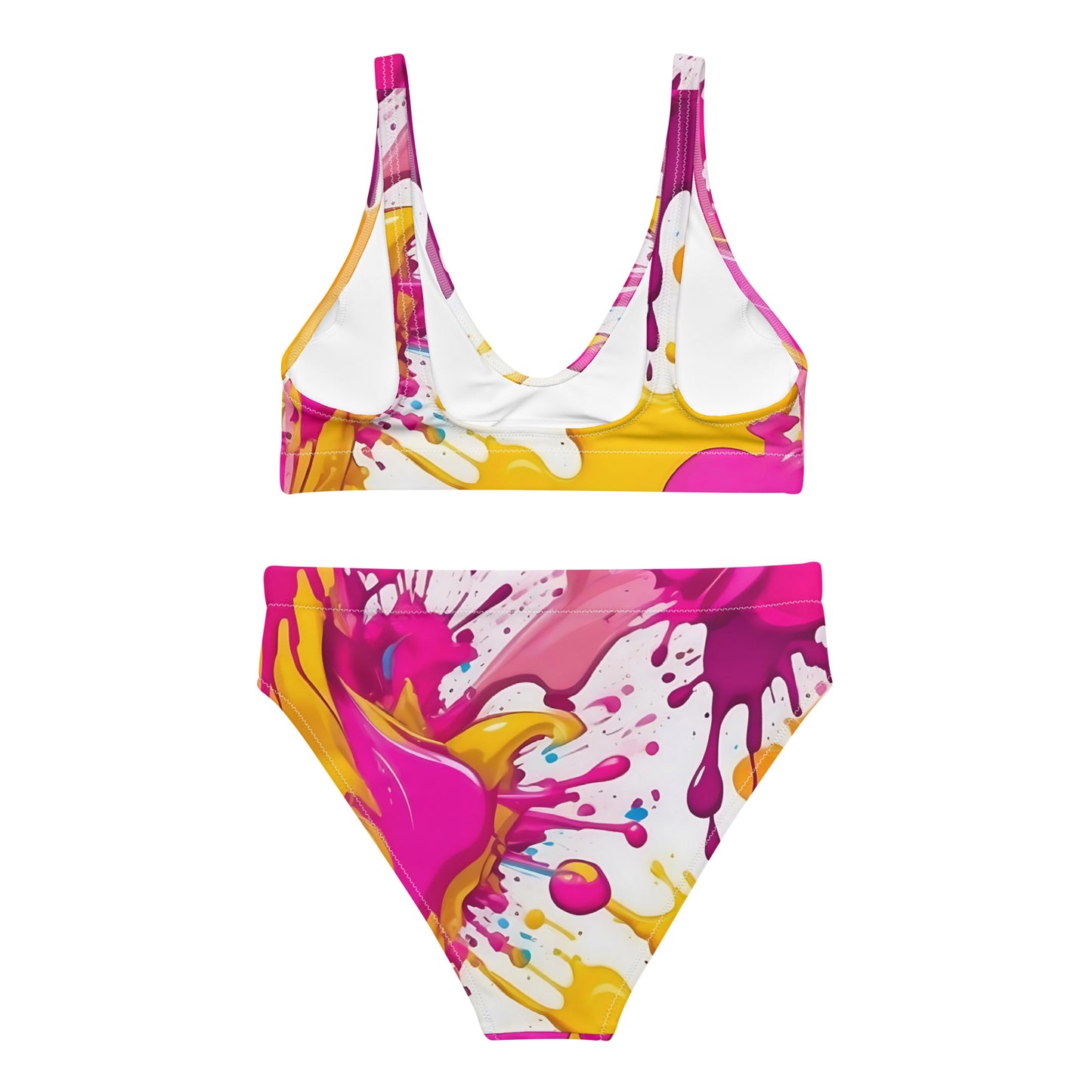 Pink and Yellow Splash Art 2PC Swimsuit