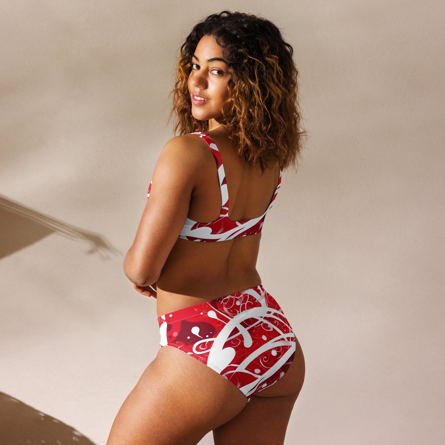 Red and White Splash Art 2PC Swimsuit