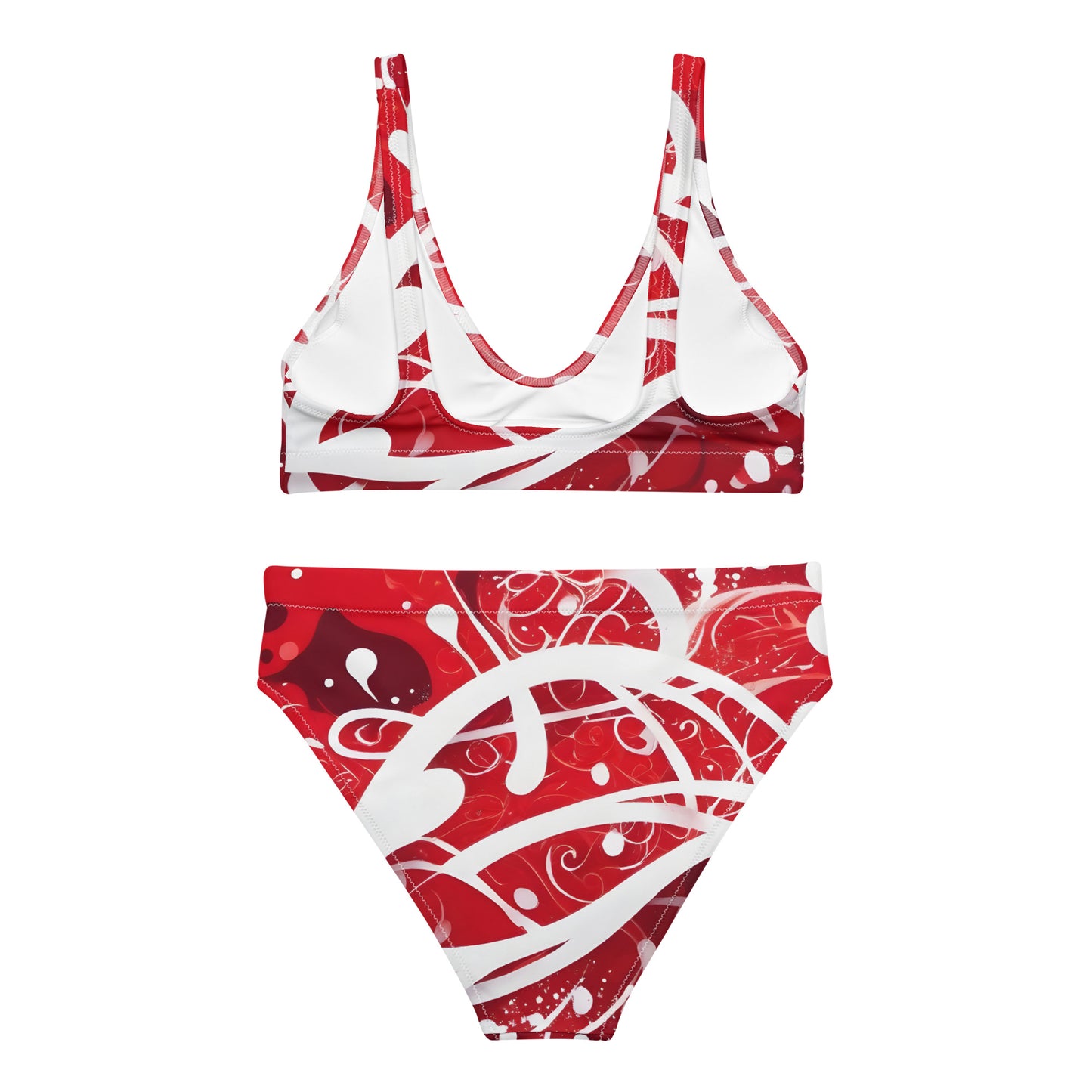 Red and White Splash Art 2PC Swimsuit