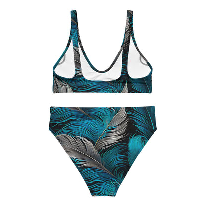 Blue and White Feathers 2PC Swimsuit