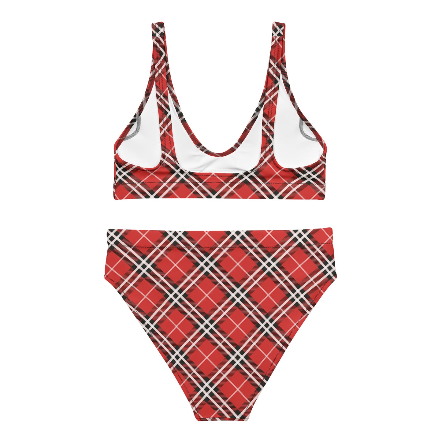 Red Plaid with White Stripes 2PC Swimsuit