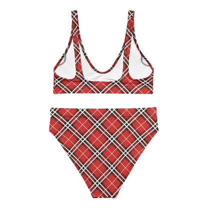 Red Plaid with White Stripes 2PC Swimsuit