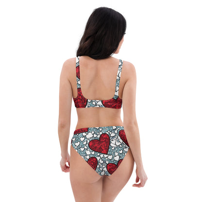 Red Hearts on White 2PC Swimsuit