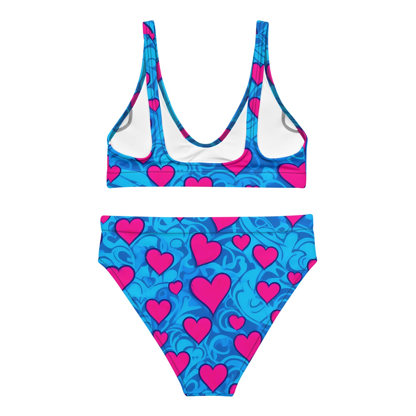 Pink Hearts on Blue 2PC Swimsuit