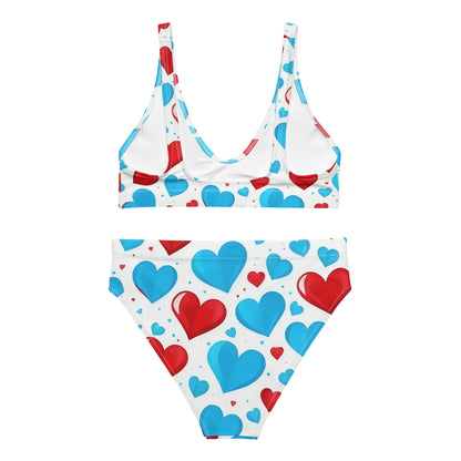 Red and Blue Hearts Cute 2PC Swimsuit