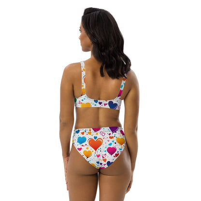 Colorful Hearts on White 2PC Swimsuit