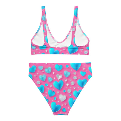 Cute Blue Hearts on Pink 2PC Swimsuit