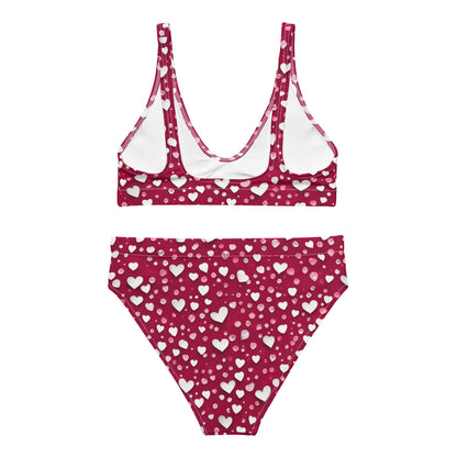 Rain of Hearts on Red 2PC Swimsuit