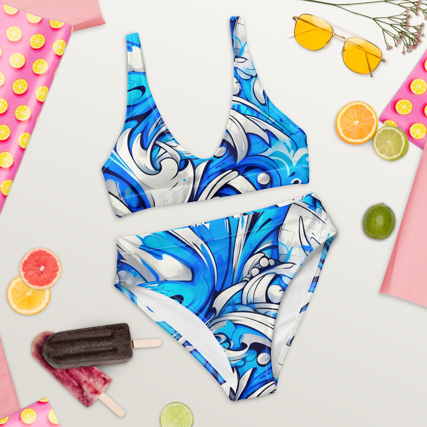 Blue Graffiti Art 2PC Swimsuit