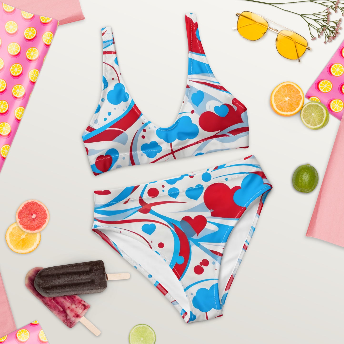 Cute Red and Blue Graffiti 2PC Swimsuit