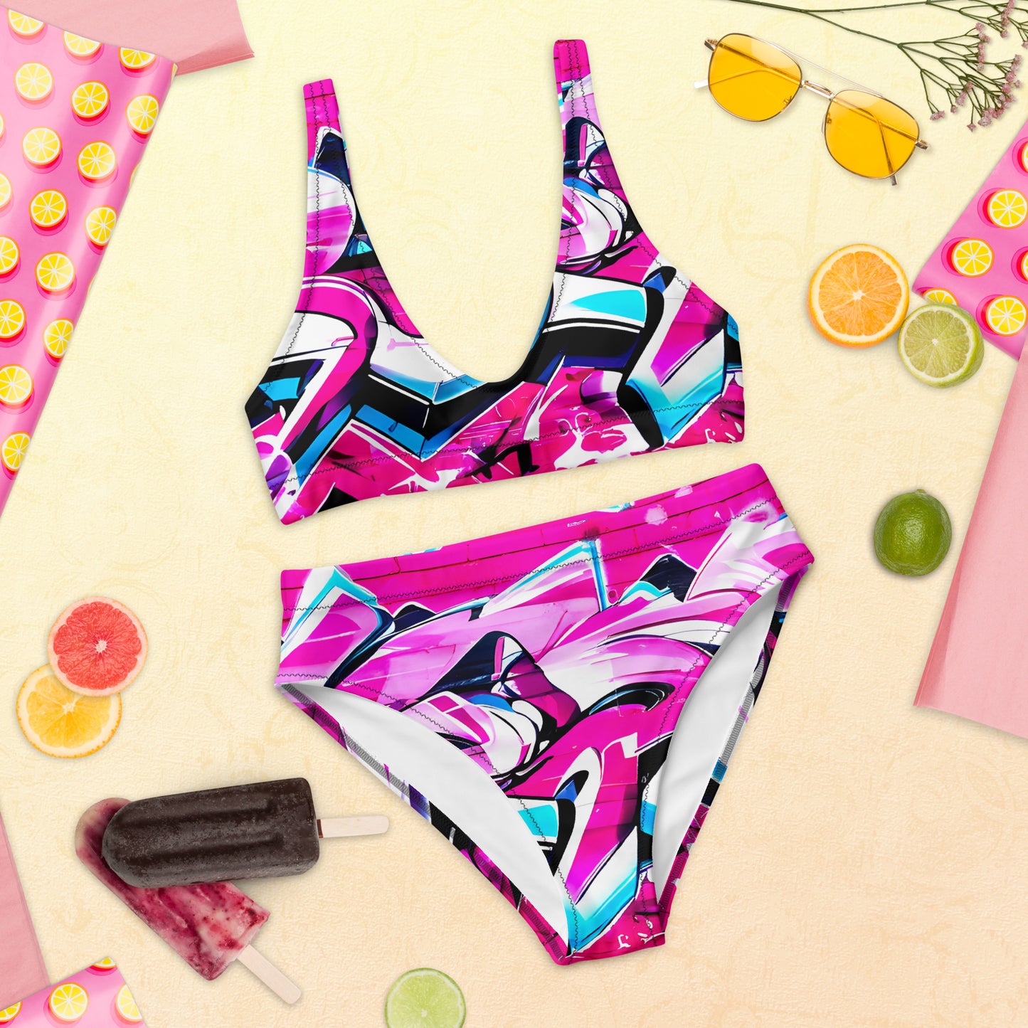 Purple Graffiti Art 2PC Swimsuit