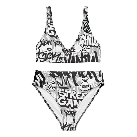 Black and White Graffiti Art 2PC Swimsuit