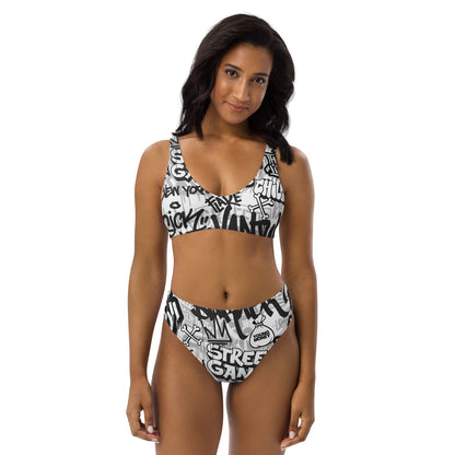 Black and White Graffiti Art 2PC Swimsuit