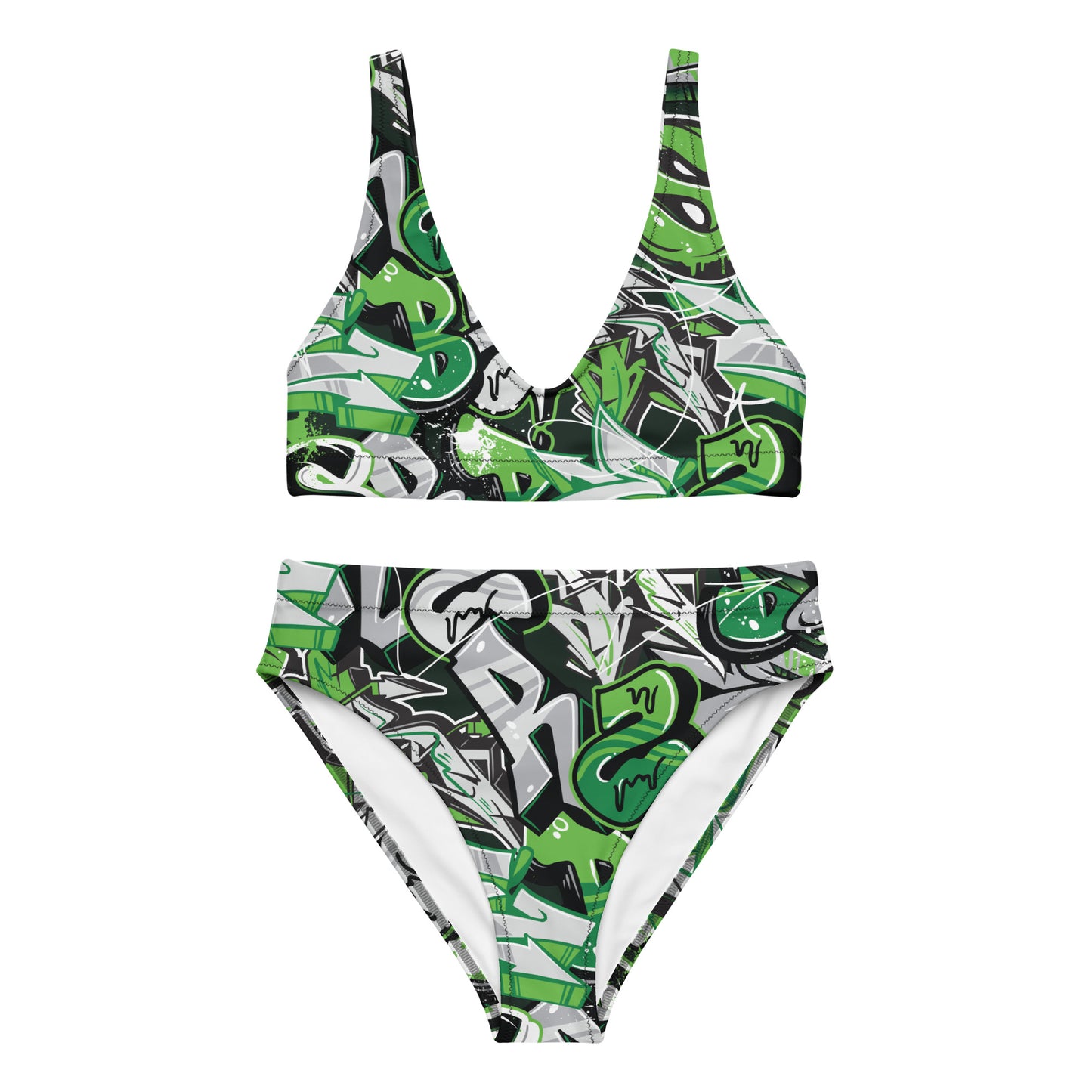 Green Graffiti Art 2PC Swimsuit