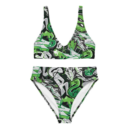 Green Graffiti Art 2PC Swimsuit