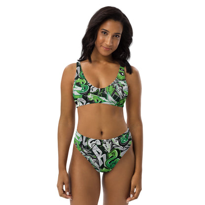 Green Graffiti Art 2PC Swimsuit