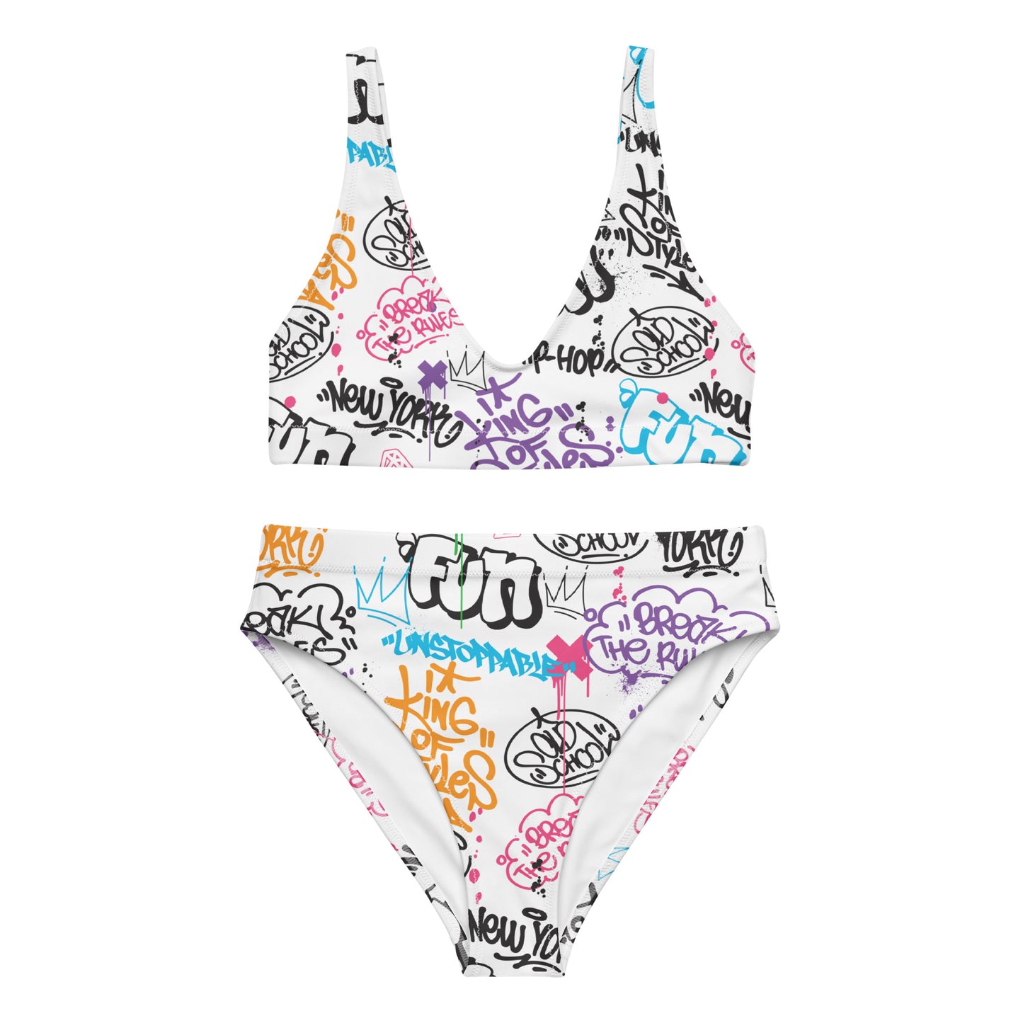 White Graffiti Art 2PC Swimsuit