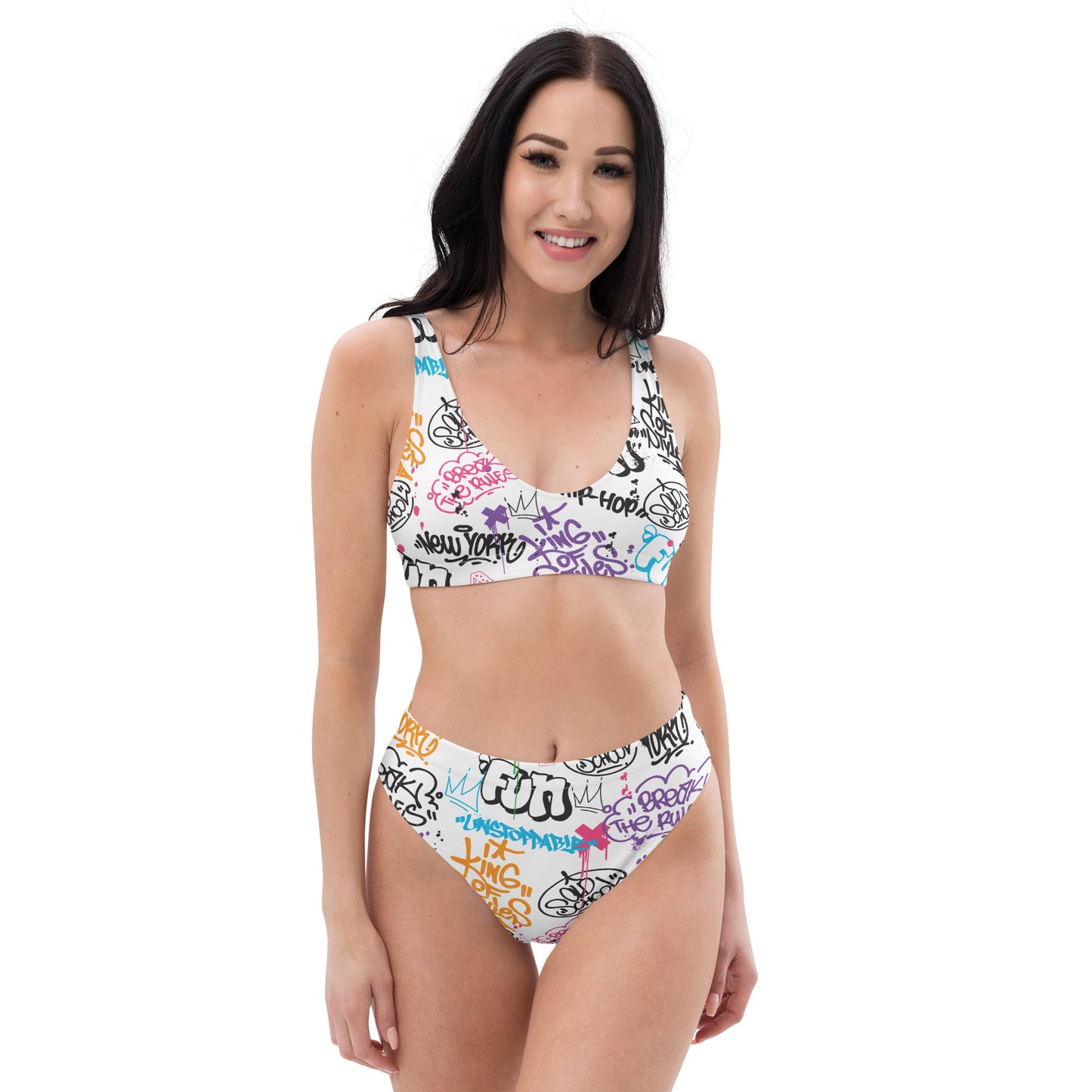 White Graffiti Art 2PC Swimsuit