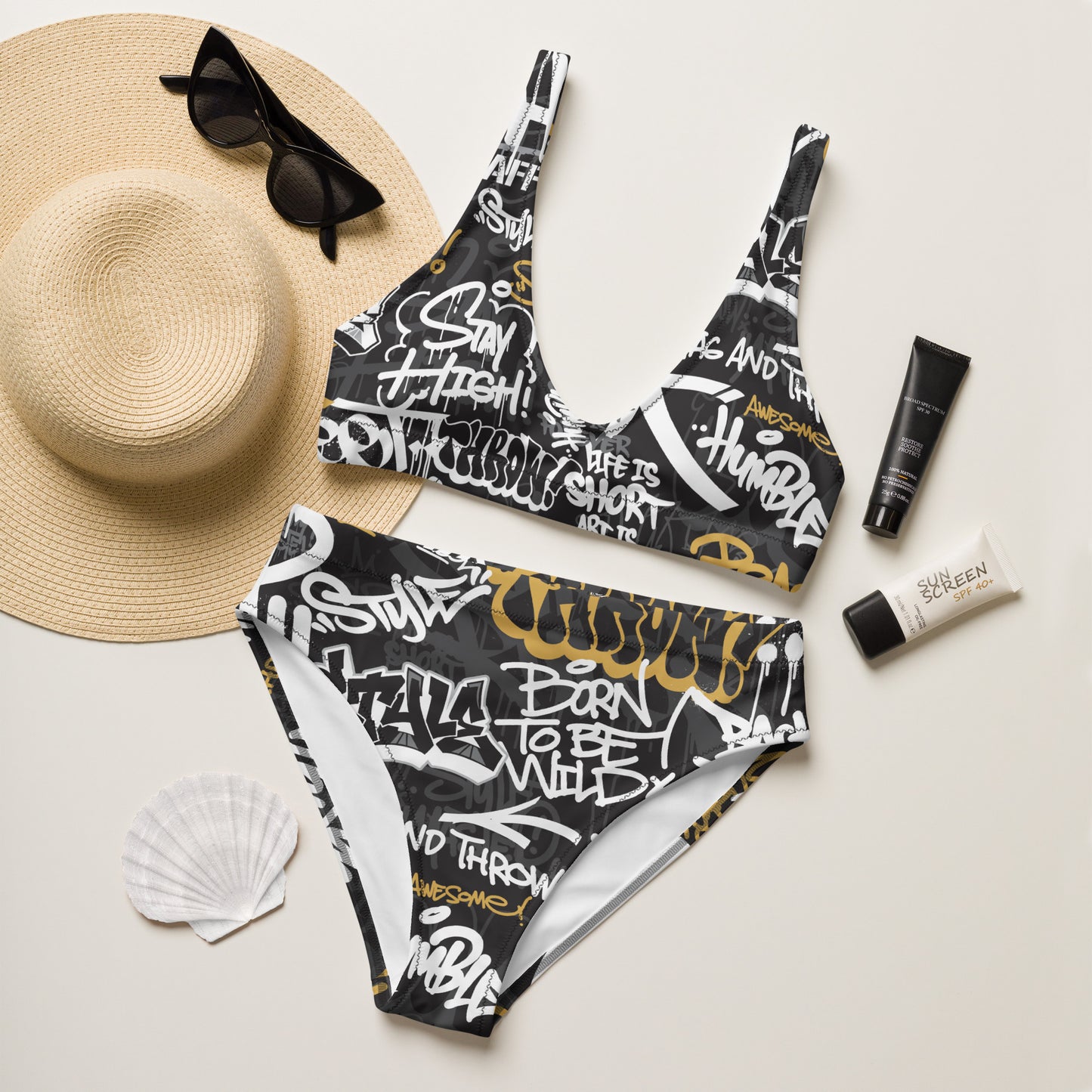 Captions Graffiti Art 2PC Swimsuit