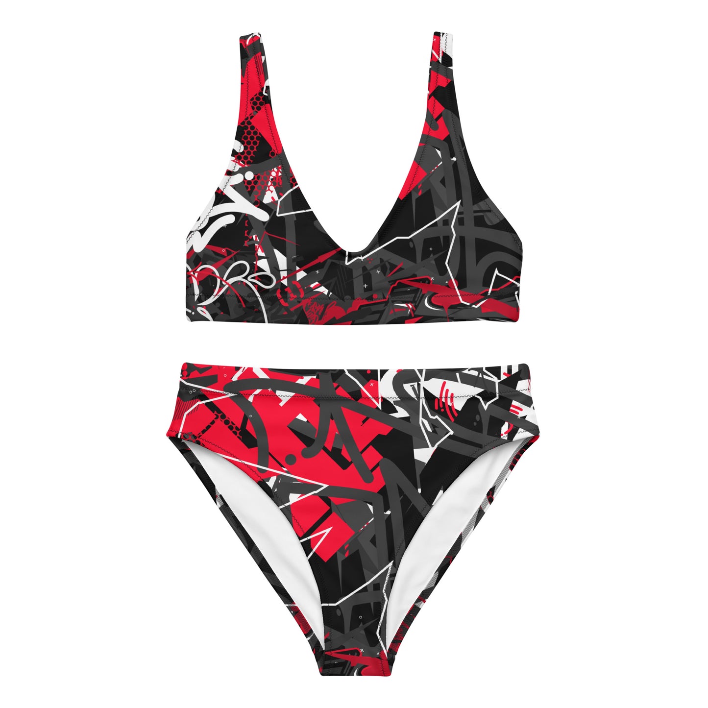 Black and Red Graffiti Art 2PC Swimsuit