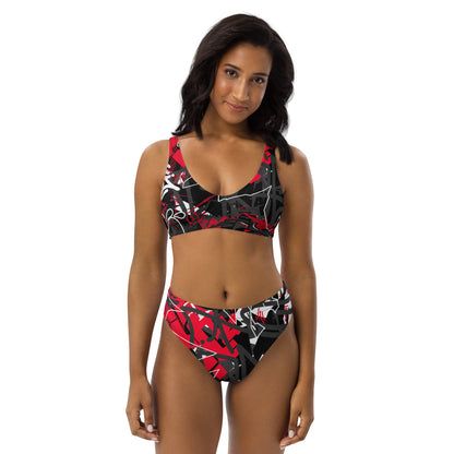 Black and Red Graffiti Art 2PC Swimsuit