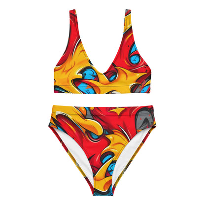 Red and Yellow Graffiti Art 2PC Swimsuit