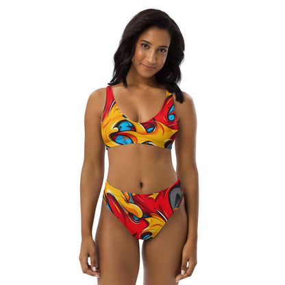 Red and Yellow Graffiti Art 2PC Swimsuit