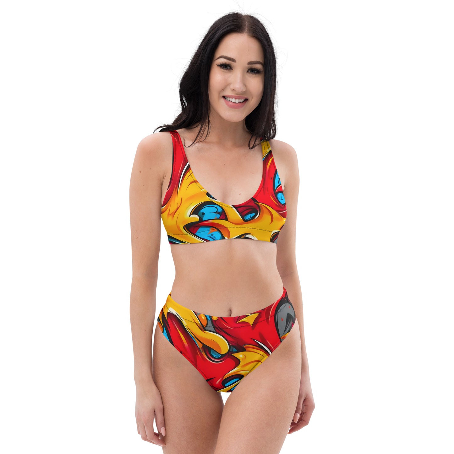 Red and Yellow Graffiti Art 2PC Swimsuit