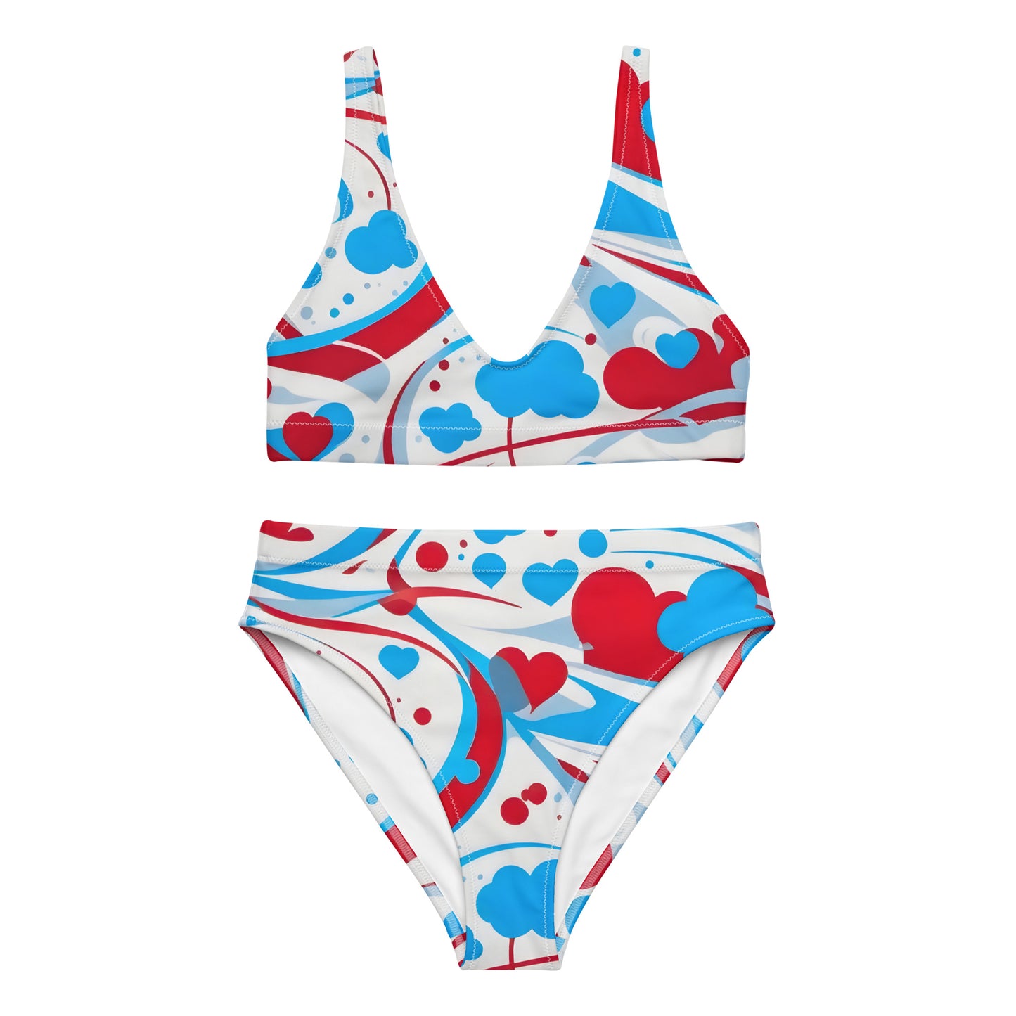 Cute Red and Blue Graffiti 2PC Swimsuit