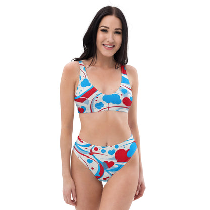 Cute Red and Blue Graffiti 2PC Swimsuit