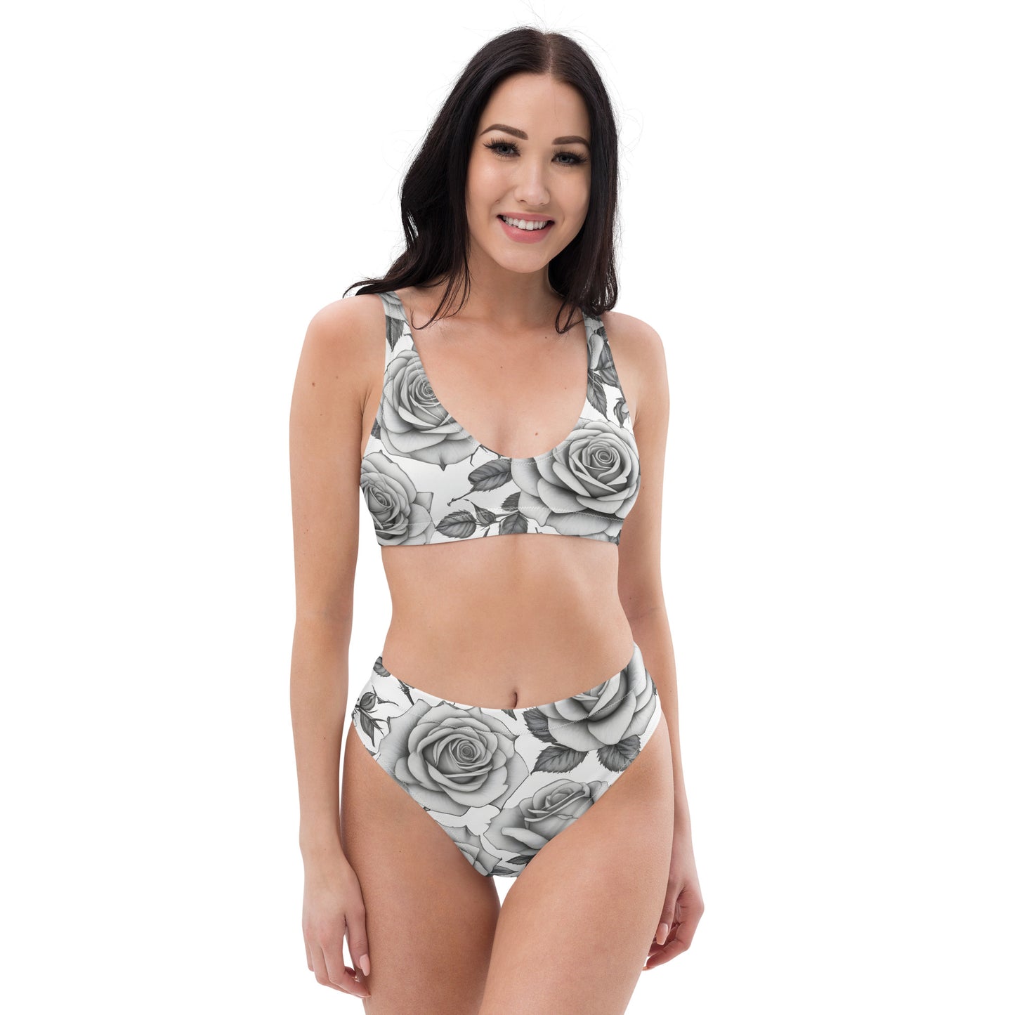 Black and White Roses Tattoo Style 2PC Swimsuit