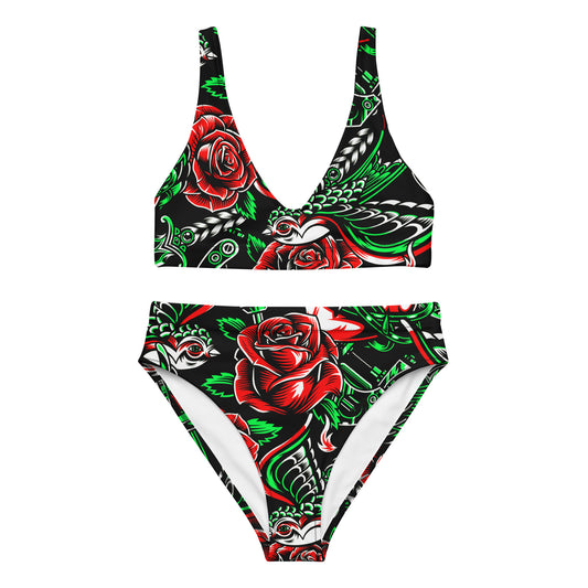 Rose and Bird Floral 2PC Swimsuit