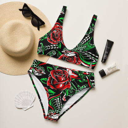 Rose and Bird Floral 2PC Swimsuit