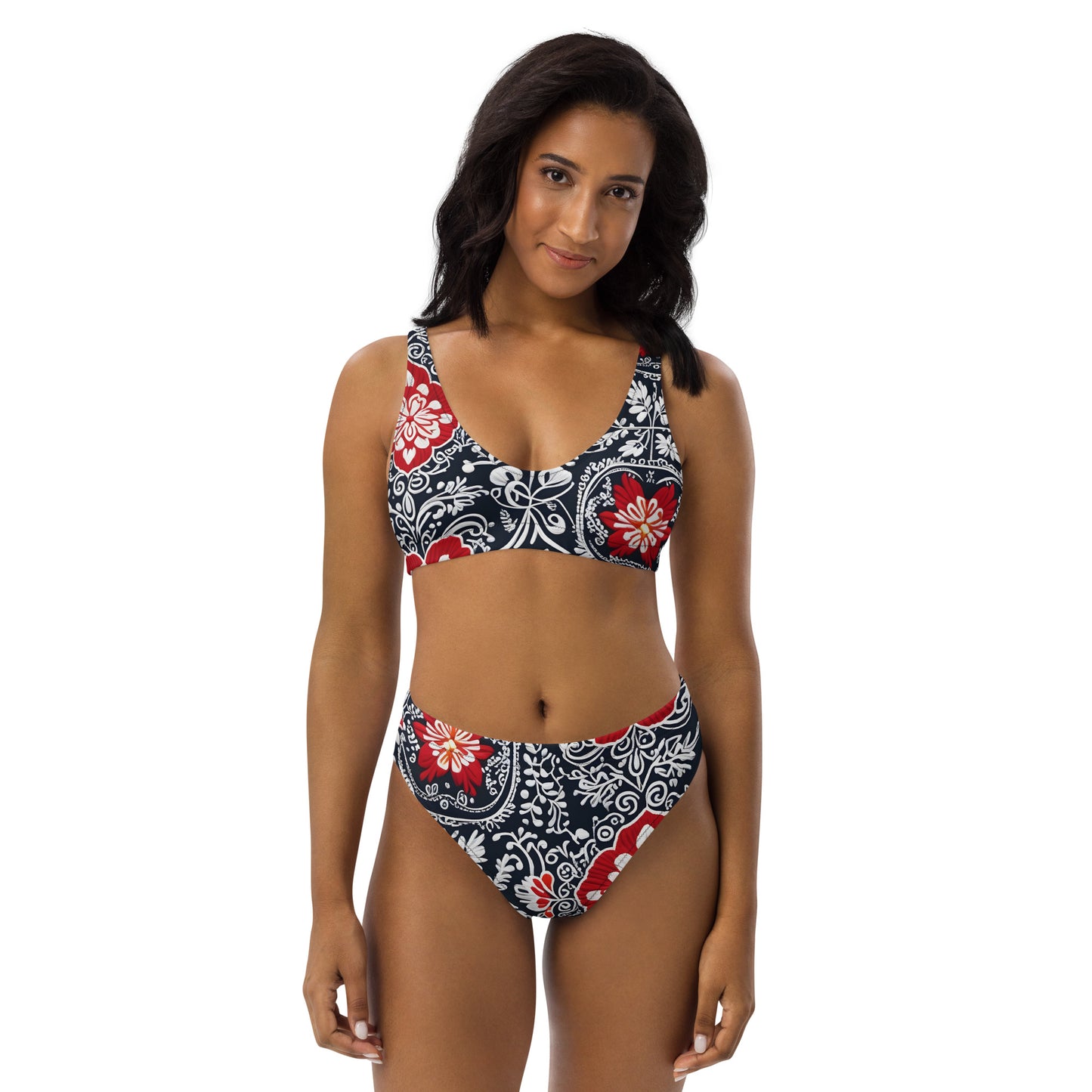 White and Black Floral 2PC Swimsuit