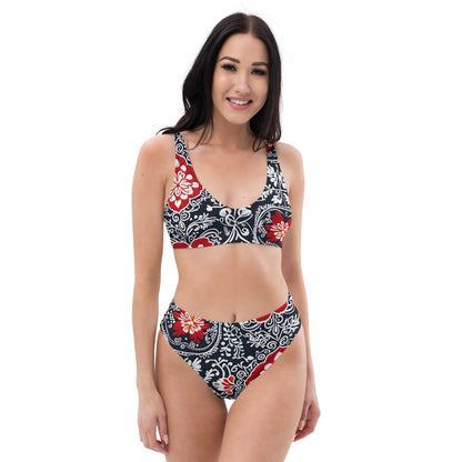 White and Black Floral 2PC Swimsuit