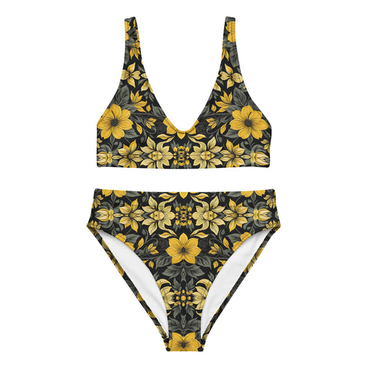 Black and Yellow Floral 2PC Swimsuit