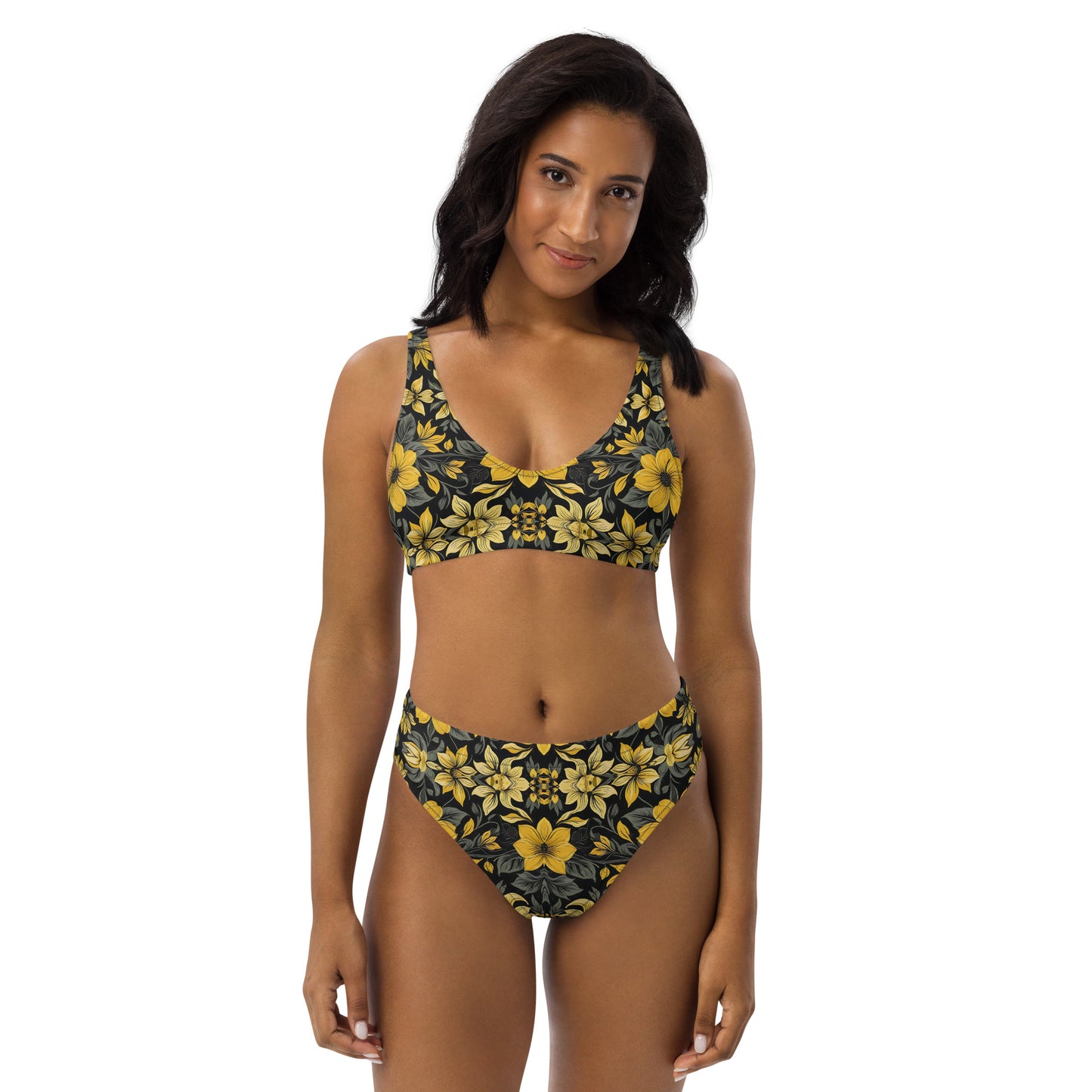 Black and Yellow Floral 2PC Swimsuit