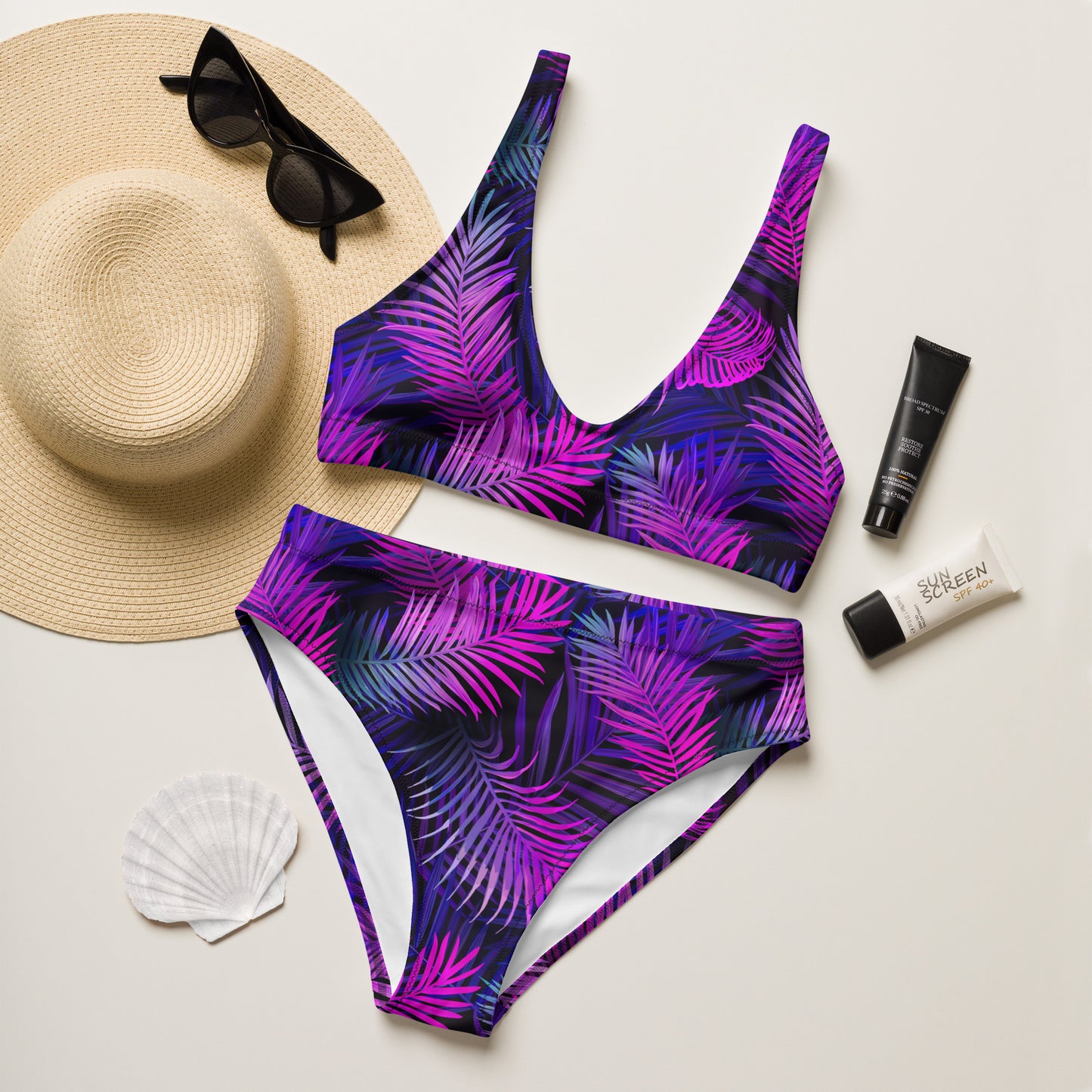 Purple Tropical Floral 2PC Swimsuit