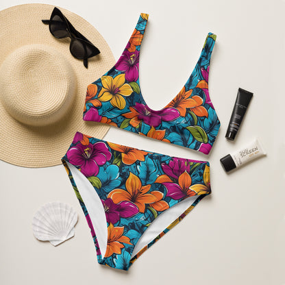 Colorful Flowers Floral 2PC Swimsuit