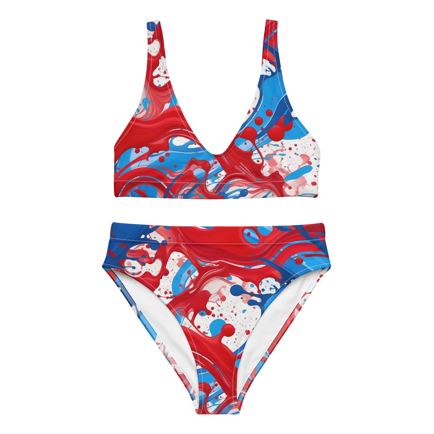 Red and Blue Splash Art 2PC Swimsuit