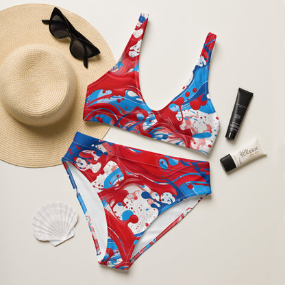 Red and Blue Splash Art 2PC Swimsuit