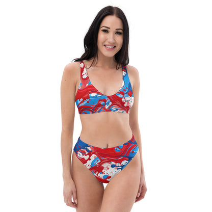 Red and Blue Splash Art 2PC Swimsuit