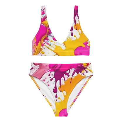 Pink and Yellow Splash Art 2PC Swimsuit