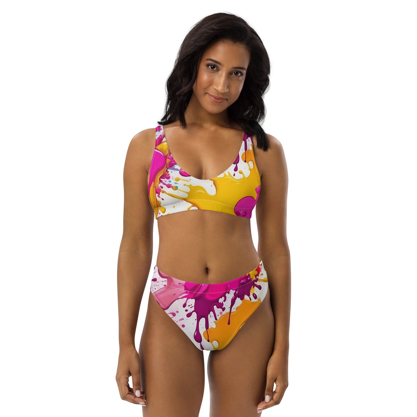 Pink and Yellow Splash Art 2PC Swimsuit