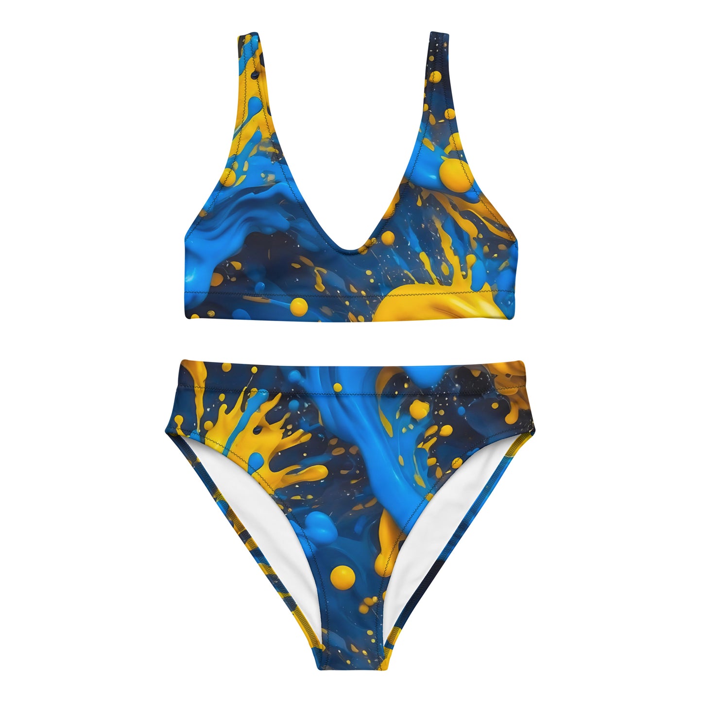 Blue and Yellow Splash Art 2PC Swimsuit