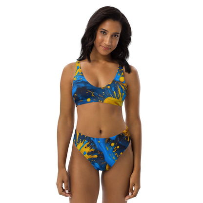 Blue and Yellow Splash Art 2PC Swimsuit