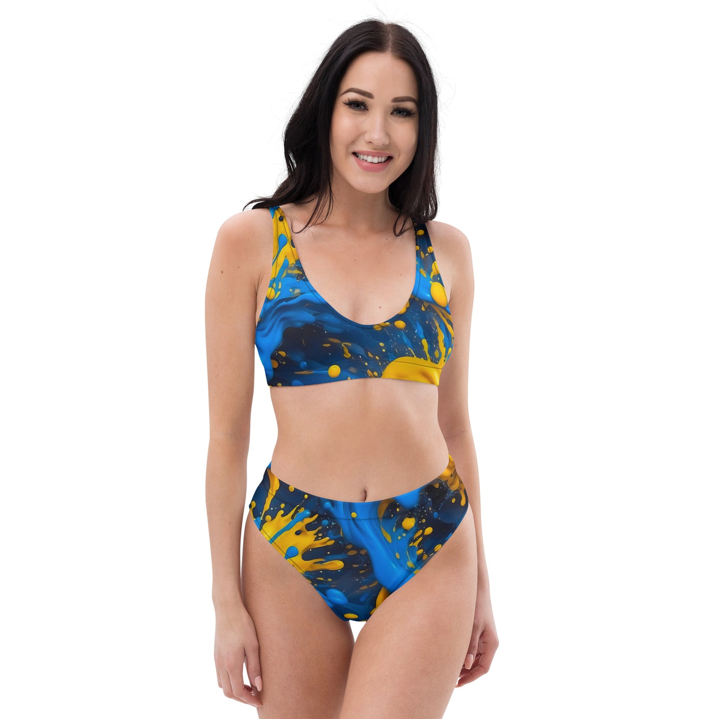 Blue and Yellow Splash Art 2PC Swimsuit