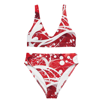 Red and White Splash Art 2PC Swimsuit